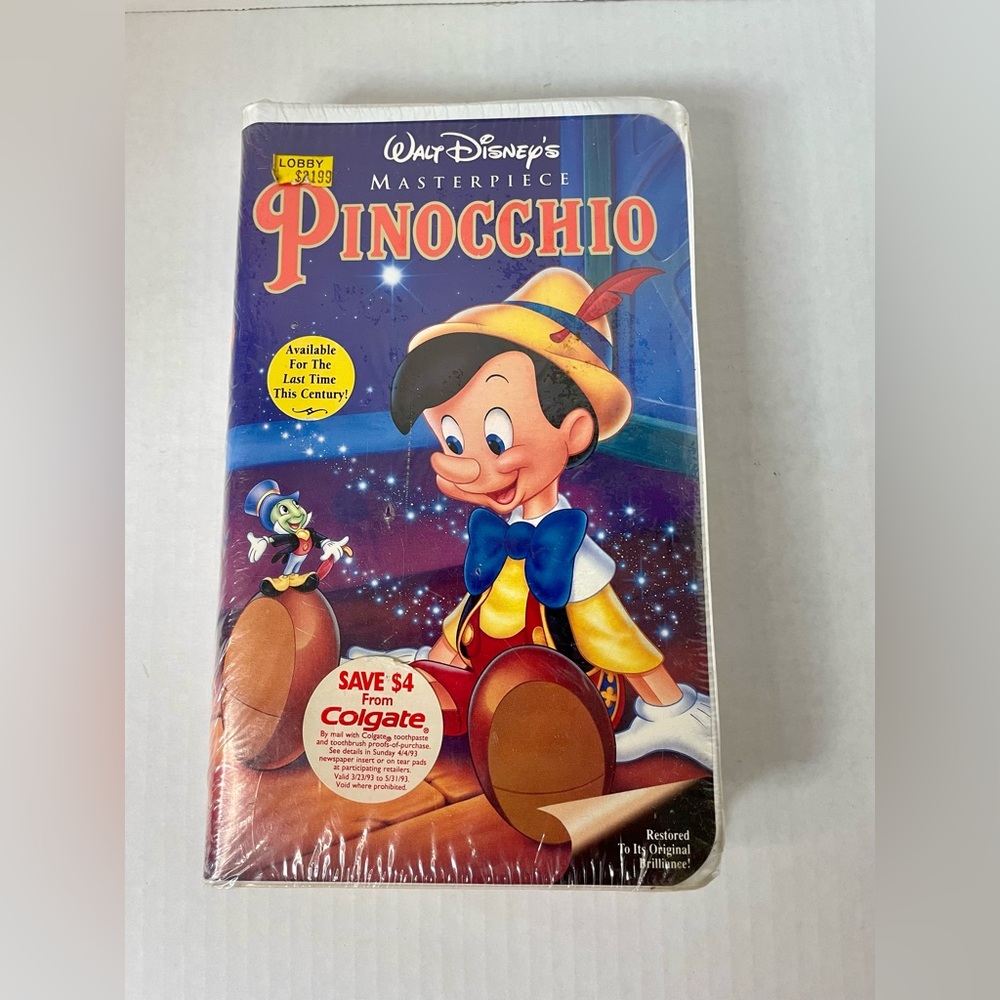 Pinocchio VHS 1993 Disney's Masterpiece Collection, Clamshell,  BRAND NEW Sealed